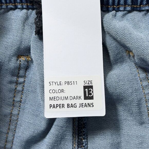 Hammer Paper Bag Jeans Junior Size 13 Blue Pull On Stretch Cropped Cuff Leg - Picture 9 of 13